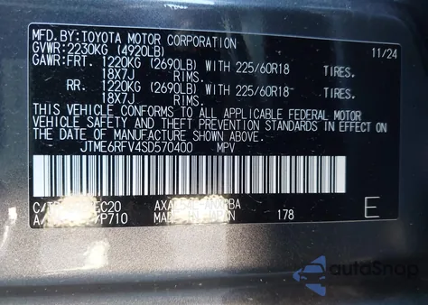 2025 Toyota Rav4 Hybrid Xse from USA, damaged, VIN JTME6RFV4SD570400